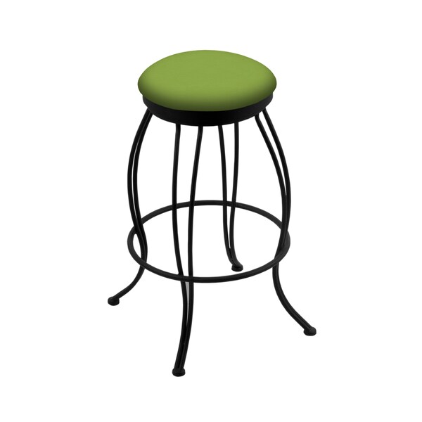 30" Swivel Bar Stool, Black Wrinkle, Canter Kiwi Green Seat
